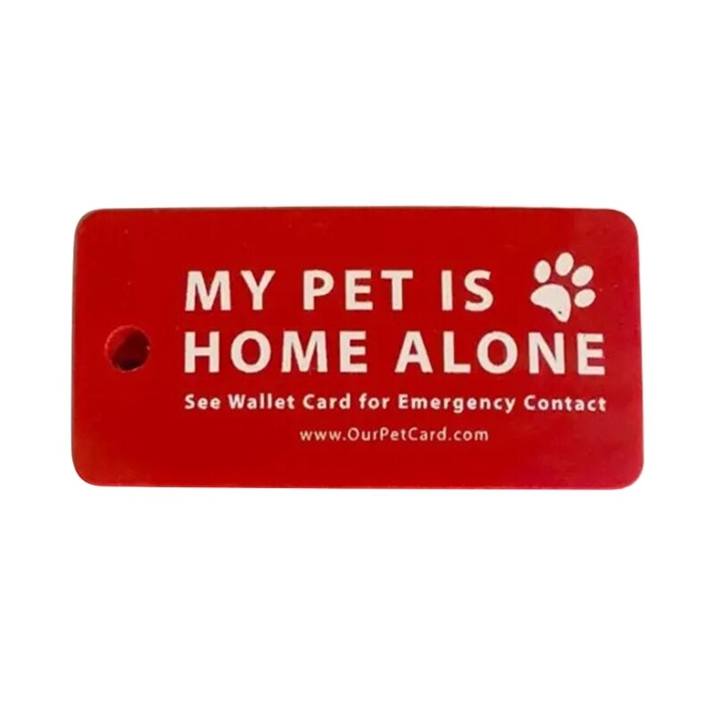Dog Cat are Home Alone Alert Emergency Card and Key Tag with Emergency Contact