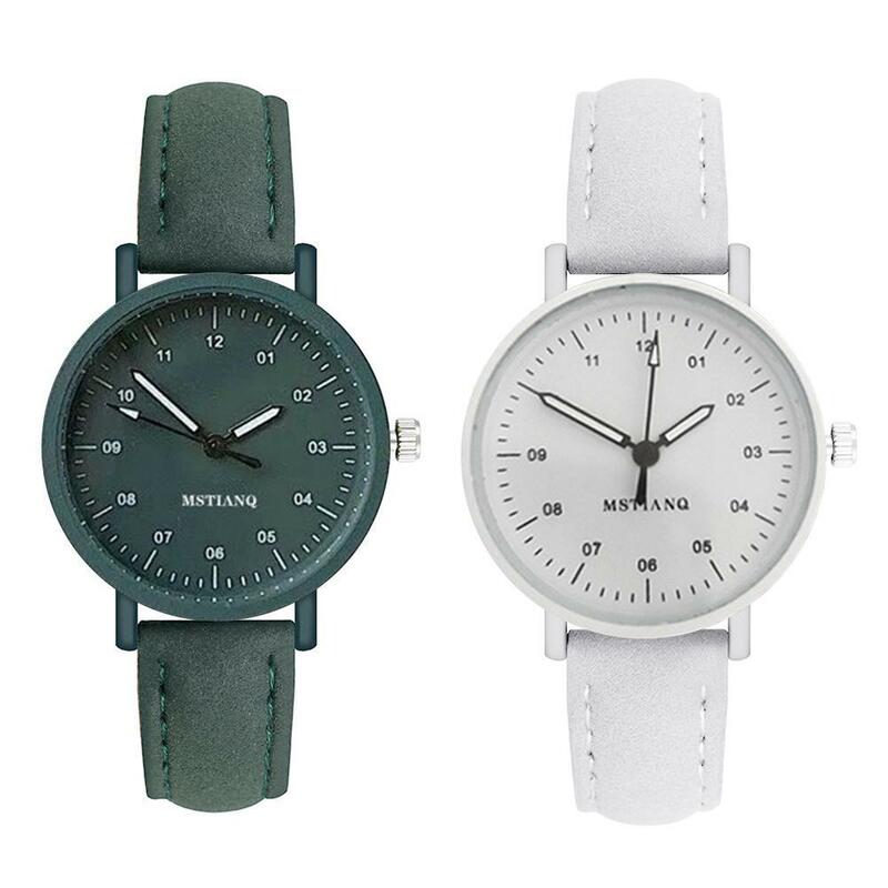 ساعة يد كوارتز كورية بنمط بسيط للنساء ، ساعة محاكاة بحزام جلدي ، ساعة نسائية ، موضة