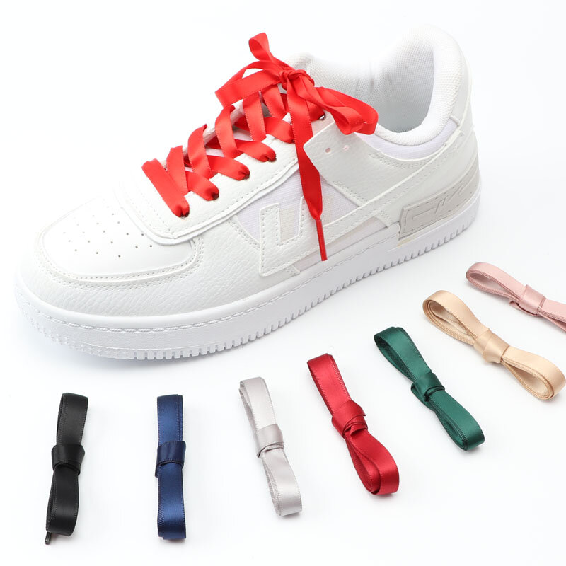 Cinta de seda satinada para cordones de zapatos, banda de goma de 1CM de ancho, 80/100/120/150CM de longitud, accesorios para zapatillas deportivas, 1 par