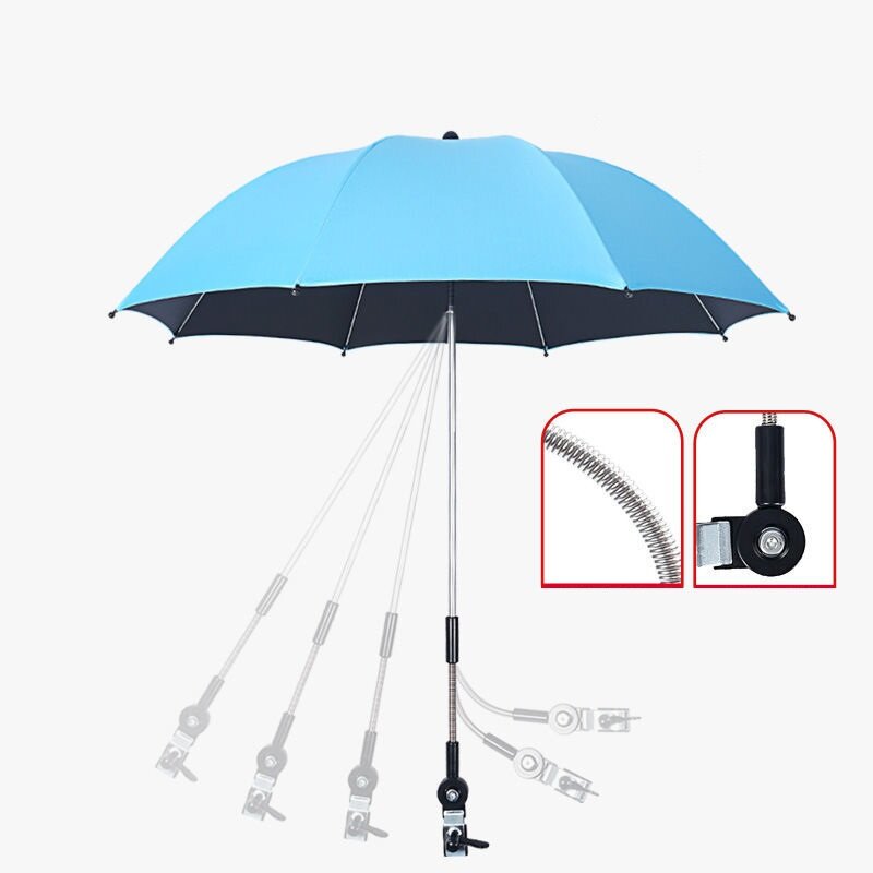 Universal carrinho de bebê guarda-chuva com braçadeira 360 ajustável sombra sol guarda-chuva à prova dwaterproof água para carrinho de bebê cadeira praia