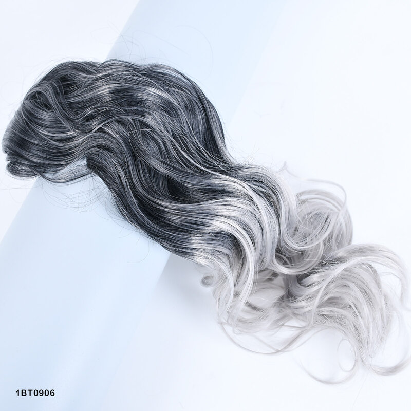 Clip di colore grigio Haiirpiece sintetico Zolin nell'estensione dei capelli con 5Clip di capelli lunghi e lisci per le ragazze della donna