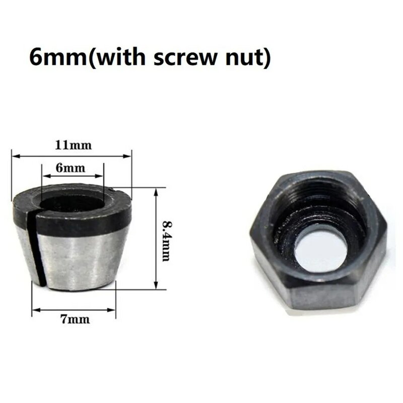 13mm×12mm×7mm/0.51in×0.47in×0.28in Collet Chuck Adapter With Nut 13mm×12mm×8mm/0.51in×0.47in×0.31in Useful New