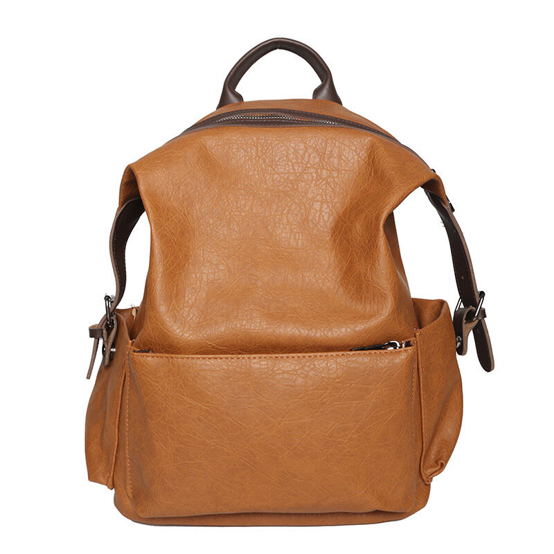 Schoolbag Solid Color Texture 2024 Large Capacity Female Backpack British Retro Schoolbag
