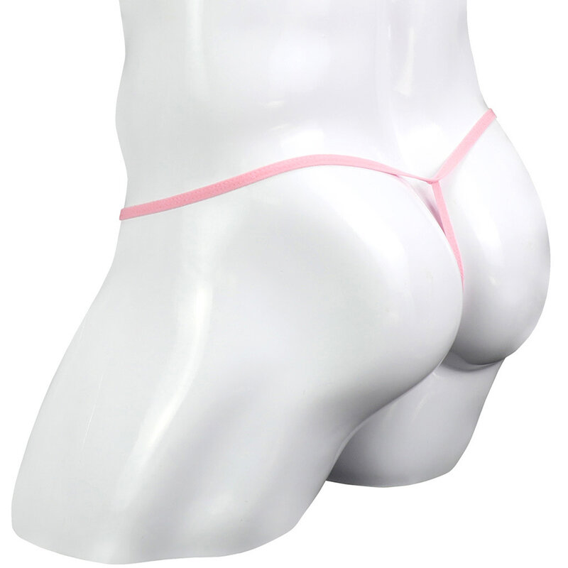 Mens Transparent Mesh Crotch Underwear See-through Pouch Low Waist Briefs T-back Thong Panties G-String Jockstrap Hombre Bikini