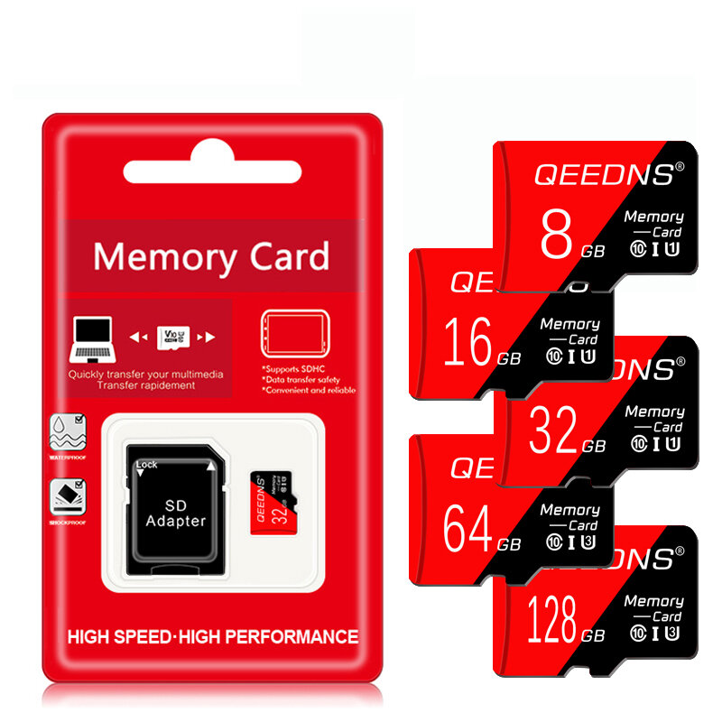 Carte Micro TF SD, 16 Go 32 Go 64 Go, 128 Go 256 Go, 512 Go, lecteur flash, irritation 10, haute vitesse, adaptateur gratuit