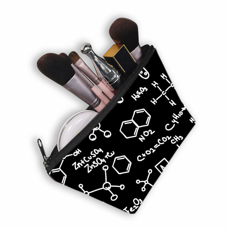 Estuche de cosméticos con estampado de tabla periódica de elementos, bolsa de almacenamiento de maquillaje de Ciencia Química, bolsa de belleza, servilleta, bolsa de lápiz labial, regalo
