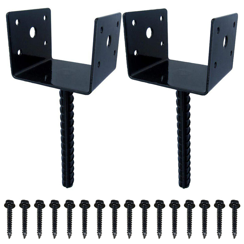 2pcs U Shape Fence Deck Post Holder Base 4x4 Inches Concrete Anchor With Screws Gardening Outdoor Living Accessorie