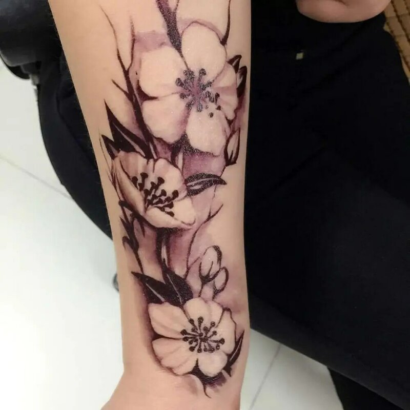 Unisex Plum Blossom Etiqueta Do Tatuagem, Body Art, Impermeável, Flor, Braço, Perna, Etiqueta, Temporária