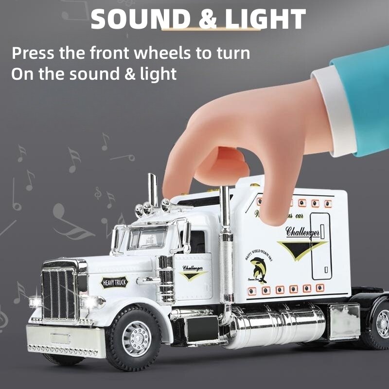 1/24 Trailer American Tow Truck Head Tractor Diecast Alloy Miniature Toy Car Model Pull Back Sound Light Collection Gift For Boy