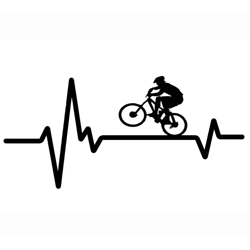 Stiker detak jantung helm sepeda gunung, stiker Aksesori Mobil kreatif tahan air vinil hitam/perak, 16cm * 7cm