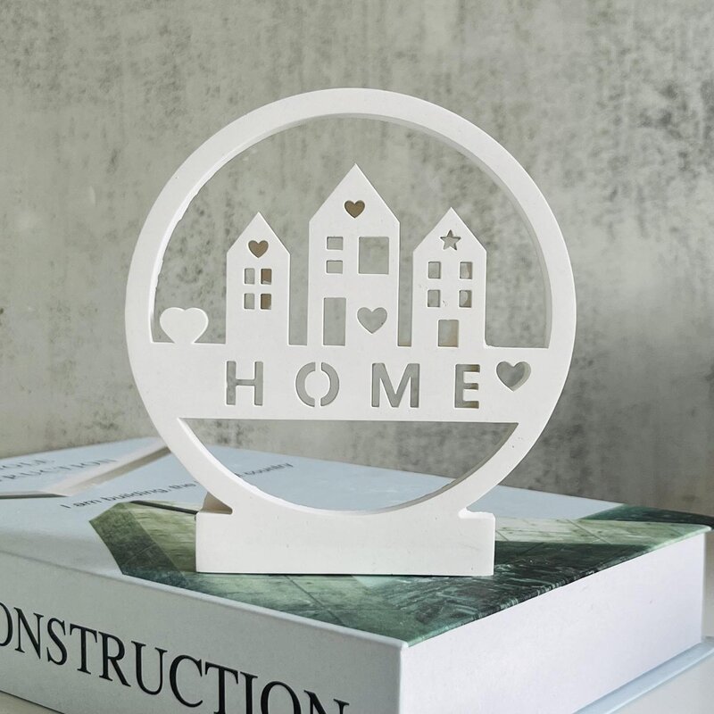 House Ornament Silicone Mold Triple House Insert Candle Holder Aroma Plaster Moulds Gypsum Concrete Moulds Home Decor