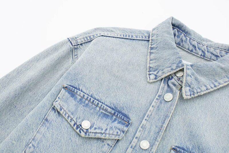 Jaqueta jeans solta para as mulheres, casaco de manga comprida com botão, estilo vintage, roupa ao ar livre, chique, nova moda, 2024