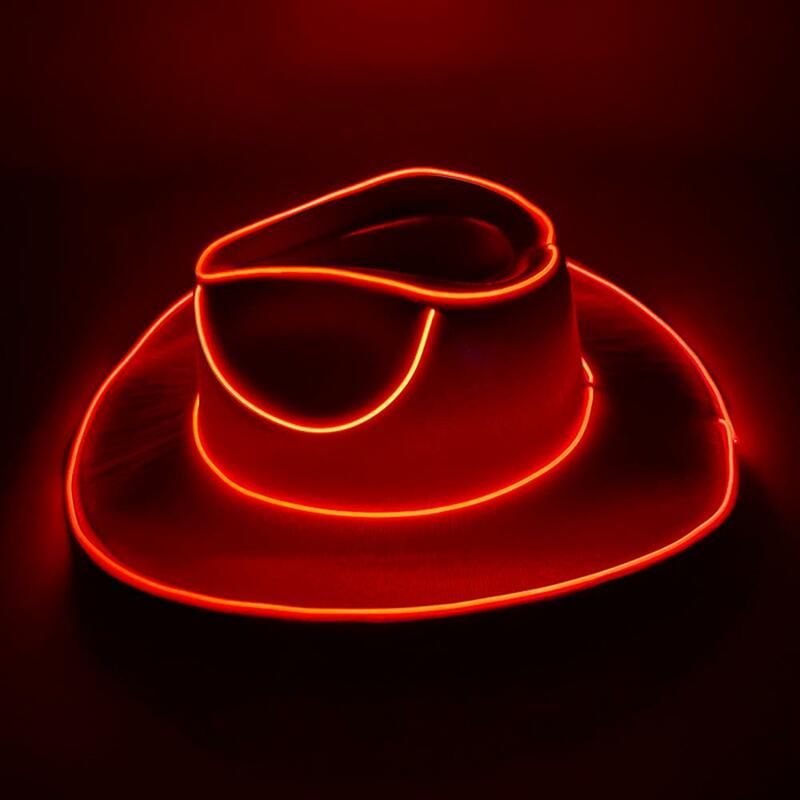 Bezprzewodowy kapelusz kowbojski LED Kolorowy dyskotekowy świecący pasek świetlny Czapka unisex Hip Hop Party Supplies Migający neonowy zachodni kapelusz kowbojski
