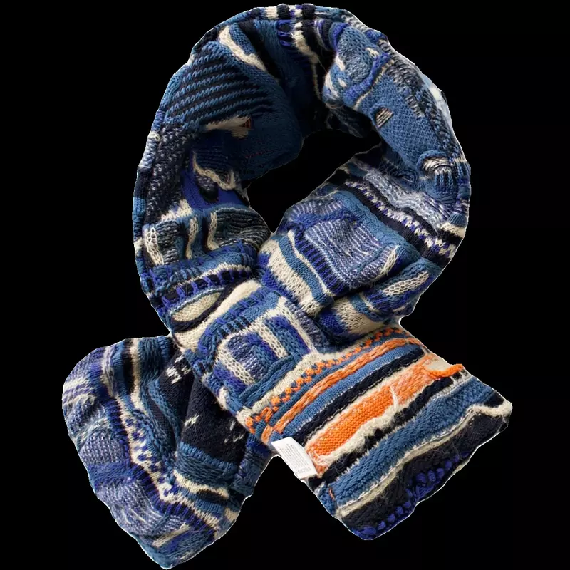 Fazzoletto da collo lavorato a maglia da uomo e da donna retrò giapponese Texture fodera interna in cotone caldo collo sciarpa