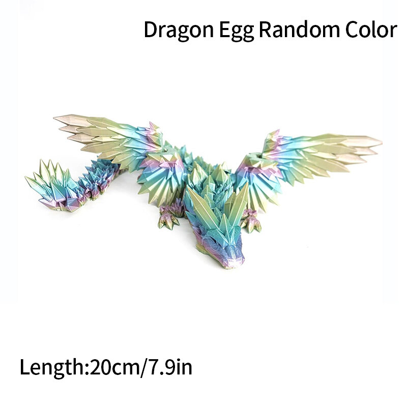 3D Printed Dragon Rotatable Articulated Dragon Western Style Crystal Dragon Home Decoration Home Desktop CraftS Ornament