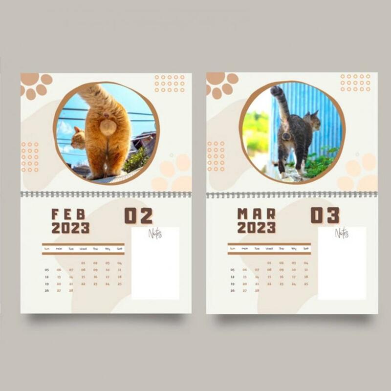 Календарь с отверстиями для кошек, инновационные декоративные ежемесячные страницы, ежедневный график 2023, подвесной календарь для дома