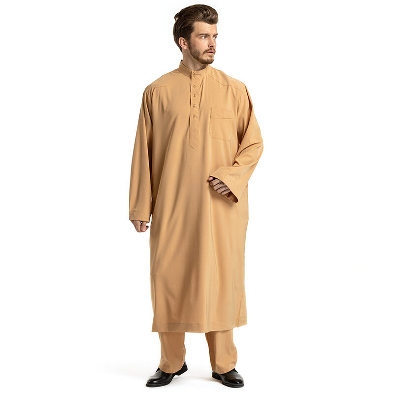 Jubba Thobe Muçulmano Masculino, Vestuário Islâmico, Eid Ramadan, Manto Árabe, Tops da Turquia Saudita, Calças, Dishdasha Thoub Abayas, Vestido Abaya, 2PCs