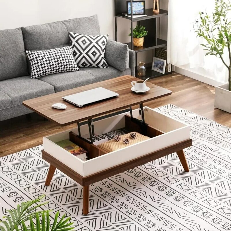 Tavolo centrale facile da montare con scomparto portaoggetti nascosto tavolo da pranzo moderno per soggiorno Reception/Home Office Coffee