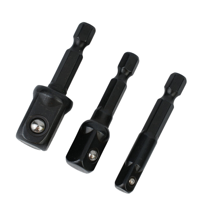 3 buah soket dampak adaptor 1/4 3/8 1/2 inci mur Driver soket Hex Shank ekstensi untuk obeng 50mm ekstensi lengan batang