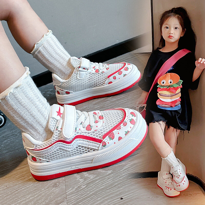 Summer & Spring Fashion Hollow Out Girls Children Shoes Comfort Mesh Breathable Unisex Kids Sneakers Sports Casual Size 26-37