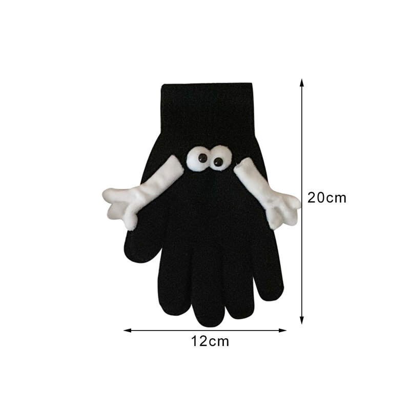 Niedliche kreative Karikatur Hand in Hand Handschuhe Magnet gestrickt halten Paar elastische Slip-On lustige große Auge voller Finger Winter handschuhe
