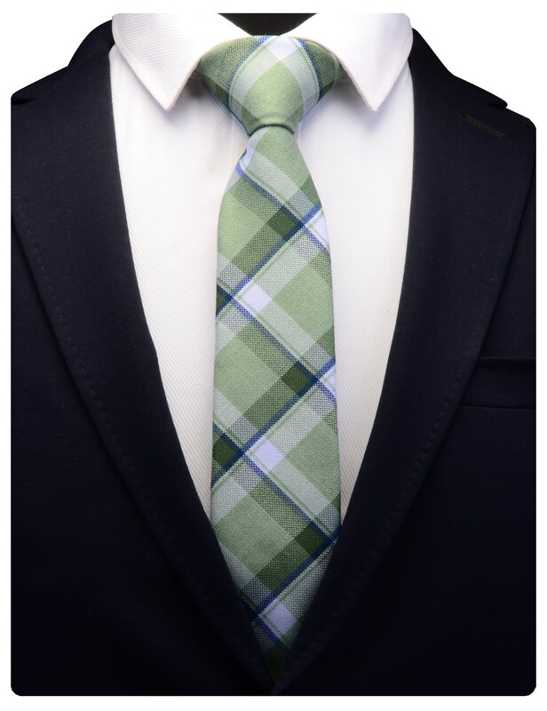 Corbata de tela gruesa delgada a cuadros de algodón de 7CM para hombre, corbata de cuello estrecho para oficina, negocios, ocasiones formales, corbata delgada clásica