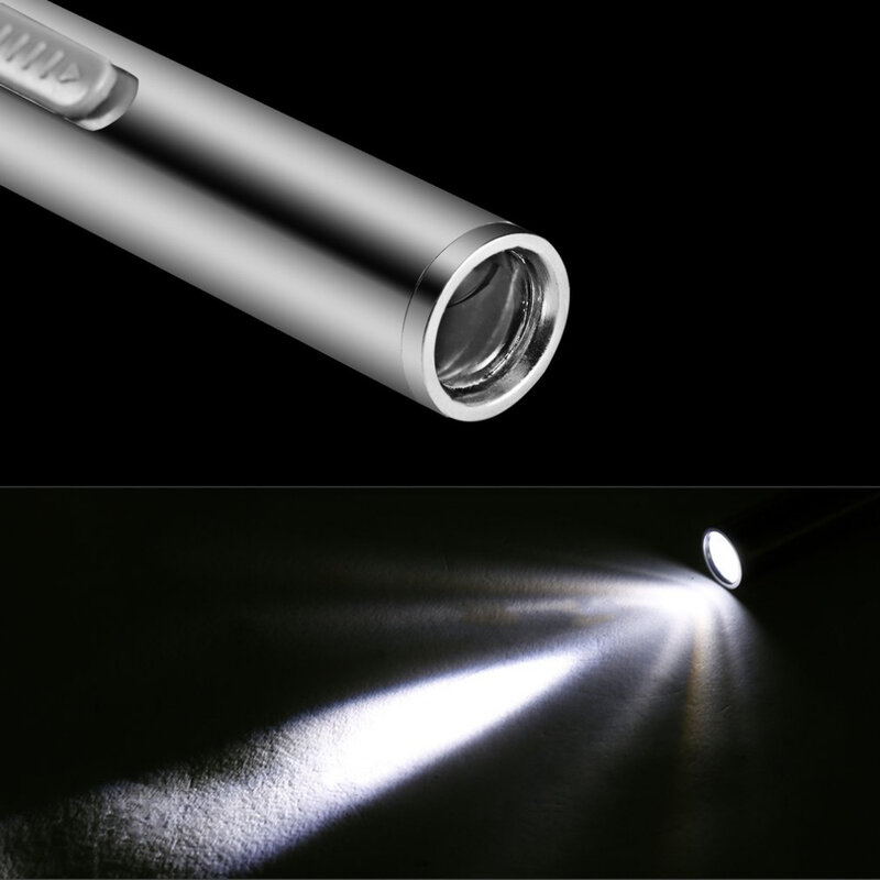 Lampu Pena Berguna Medis Senter LED Mini Dapat Diisi Ulang USB Senter LED + Klip Baja Tahan Karat Kualitas & Cahaya Profesional