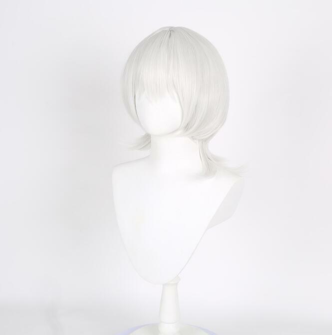 Kaname-Peluca de fibra sintética para Cosplay de Rana, pelo corto blanco plateado, Anime BanG Dream