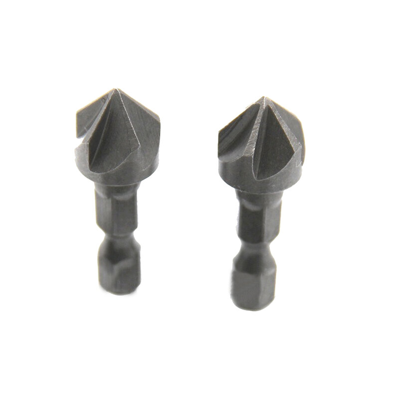 1pc 1/4 Inch Hex Shank 5 Flute Chamfering Drill Bit Tool Woodworking Hole Opener Countersink Drill For Drilling Wood Rubber
