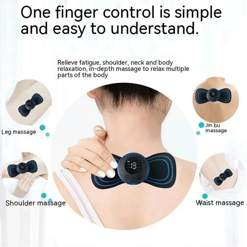 Juego de masajeador eléctrico de cuello con Control remoto, Parche de masaje Cervical recargable portátil inteligente para relajarse y aliviar la fatiga
