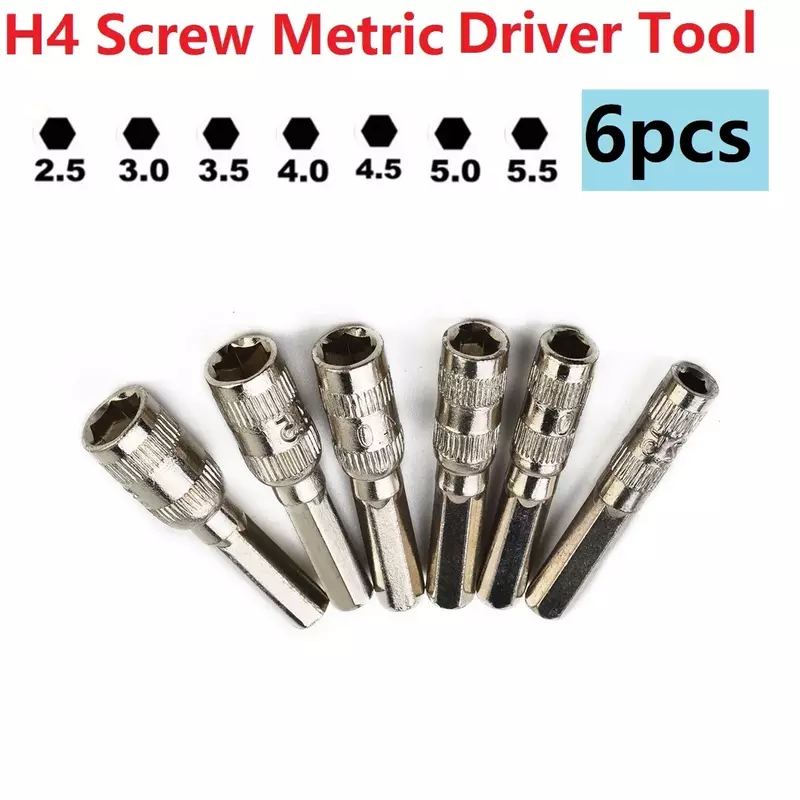 H4 Screw Metric Driver Tool Drill Bit PH2.0/M2.5-5.5mm Hex Shank Hex Nut Socket Sleeve Nozzles Nut Driver Set Hand Tools