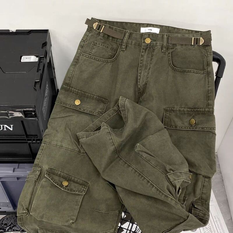 American hiphop heavy-duty cargo pants women functional personalized high quality multi pocket workwear pants new wide leg pants
