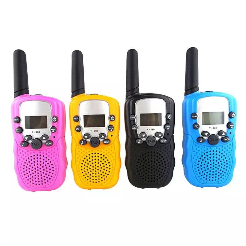 Una coppia T388 Wireless Kids Walkie Talkie Radio portatile portatile 0.5W UHF 462-467MHz 22CH Radio bidirezionale A lungo raggio per bambini