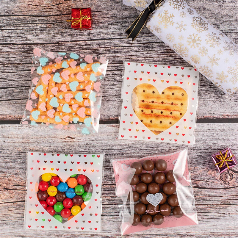 100 sacos de celofane pcstransparent claro opp sacos de plástico auto-adesivo para diy biscoitos lanche cozimento pacote decoração