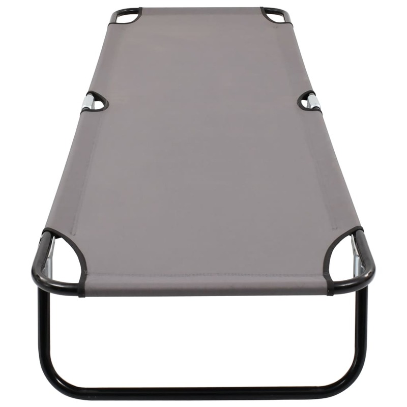 Folding Sun Lounger, Steel Garden Recliner Chair, Patio Furniture Grey 190 x 58 x 28 cm