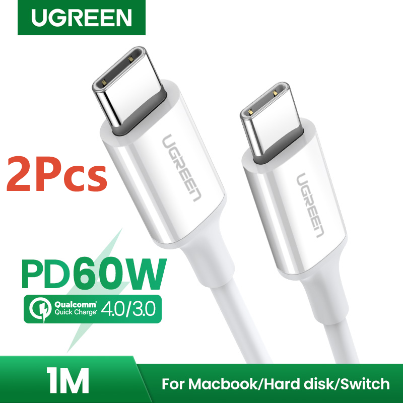 UGREEN-Paquete de 2 cables USB tipo C a USB tipo C de 60W para Samsung MacBook iPad Pro, Cable de carga USB tipo C 3A, carga rápida 4,0