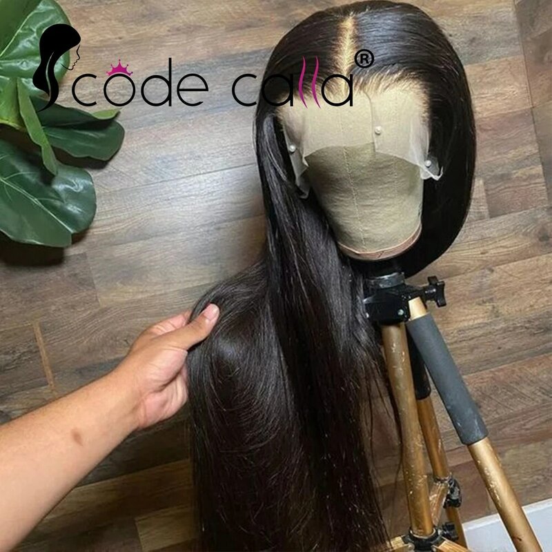 Pelucas de cabello humano con encaje Frontal HD para mujer, pelucas rectas de encaje Frontal transparente, prearrancadas, 4x4, 13x4