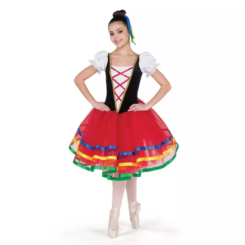 Vestido de balé para meninas, saia espanhola para bailarina, traje de dança infantil, performance profissional de longo palco, roupas elegantes para mulheres