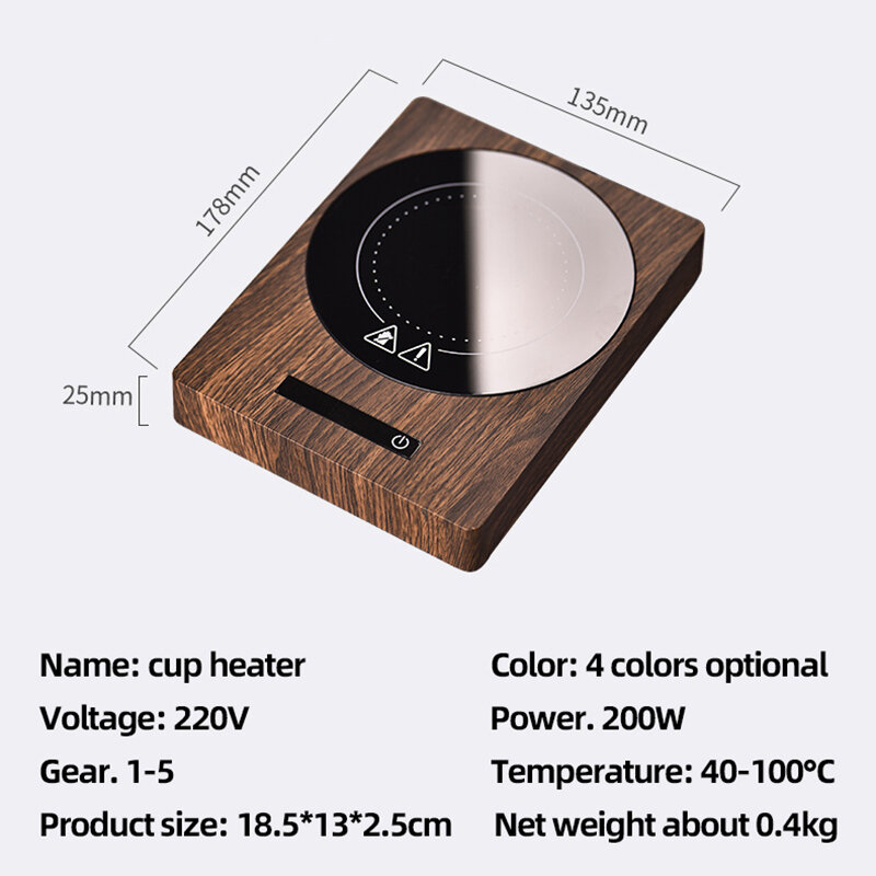 WA100 °C Cangkir Pemanas Mug Penghangat Pembuat Teh Panas Otomatis Penghangat Coaster 5 Gigi Suhu Cangkir Pemanas Kopi Susu Teh Bantalan Pemanas