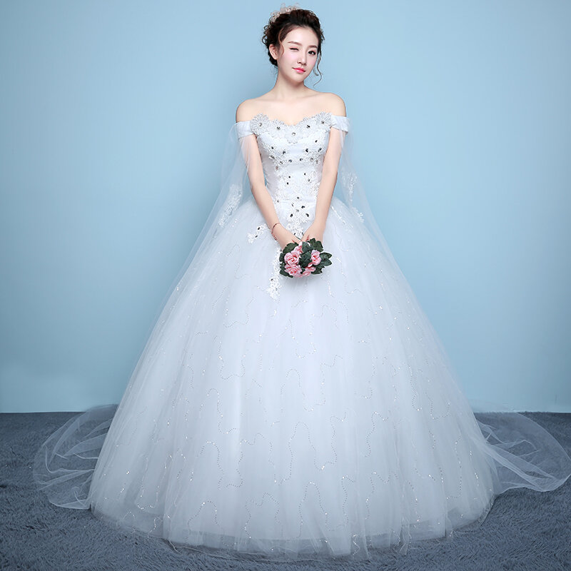 Elegant Off The Shoulder Wedding Dresses Classic Lace Sequin Tulle Vestidos De Novia 2023 New Robe Mariage Femme Custom Made