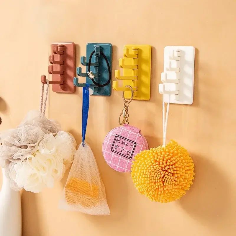 Creative Rotating Adhesive Hook  Nordic Bathroom  Kitchen Wall  Hole-Free Hanger  Key Bag  Home Kitchen Accessories