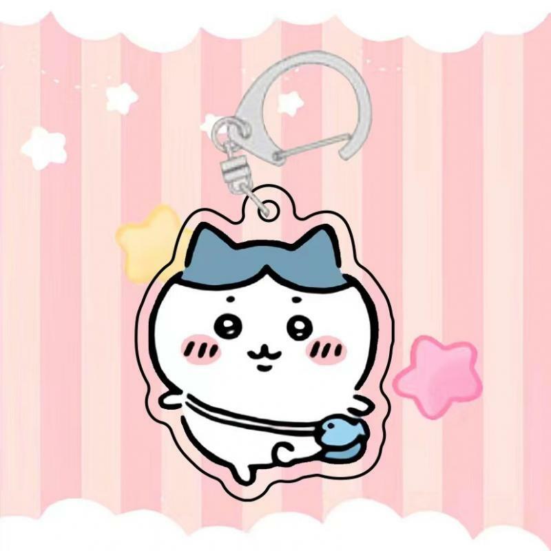 Nieuwe Kawaii Miniso Chiikawa Anime Cartoon Mooie Paar Sleutelhanger Acryl Tas Accessoires Speelgoed Voor Meisjes