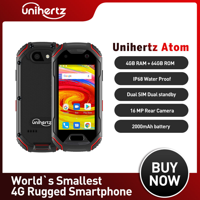 Unihertz Atom смартфон 4 Гб 64 ГБ Android 9 Восьмиядерный разблокированный мобильный телефон 2,45 дюймов Мини карманный мобильный телефон 2000 мАч NFC