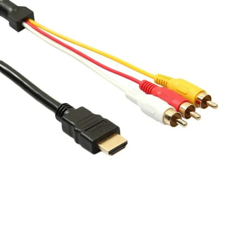 1.8m Black HDMI-compatible Male To 3 RCA Audio Video Component AV Video Cable Cable Convert Component