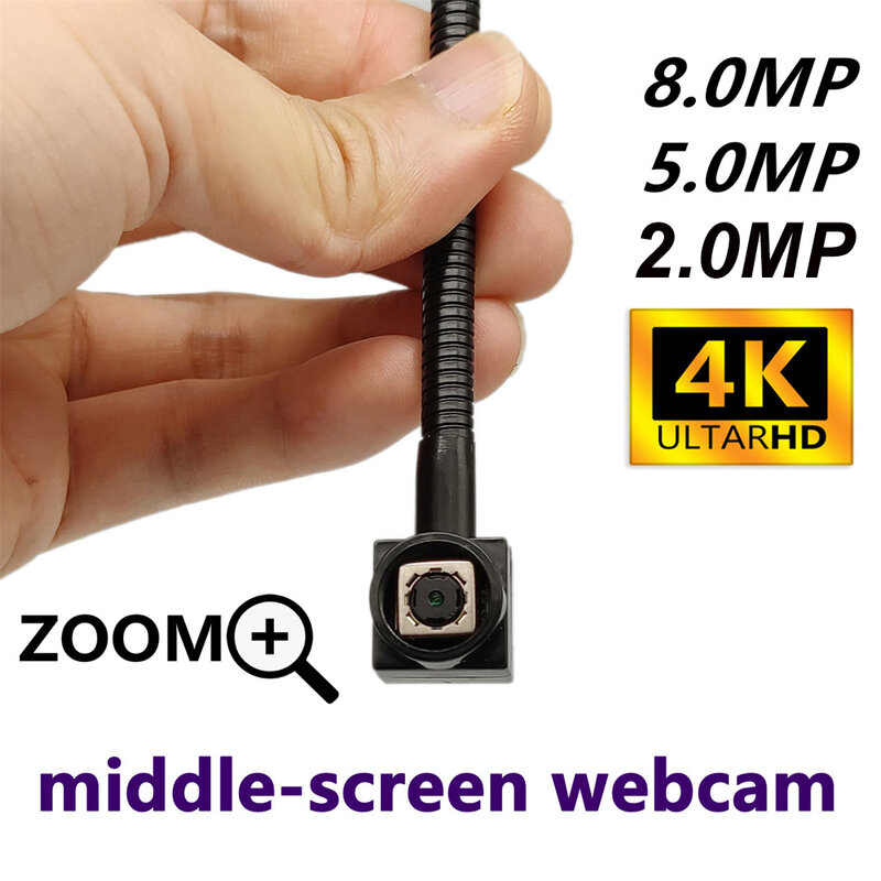 Środkowy ekran kamery internetowej regulowany 2MP 5MP 8MP 4K automatyczne ustawianie ostrości Zoom Mini kamera USB z odwrócką 15x15mm Super Micro kamera USB Audio
