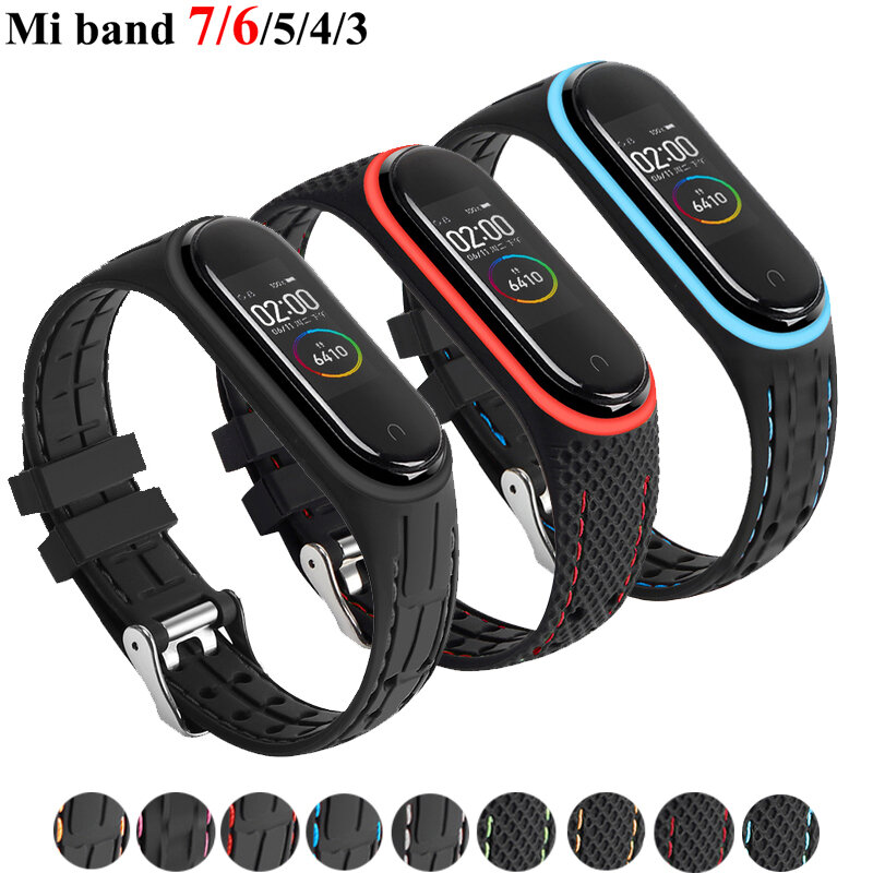 Bracelet de rechange en silicone pour Xiaomi Mi Band, bracelet de montre, ceinture de sport, bracelet Smartwatch, 7, 6, 5, 3, 4, 5, 6