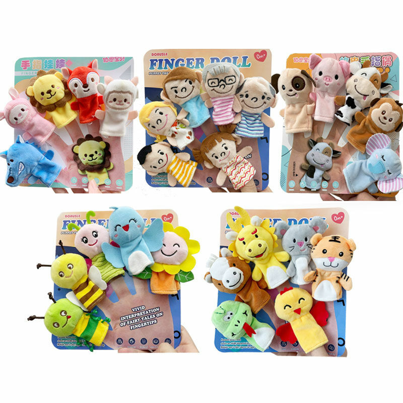 Muñecos educativos de animales de peluche para niños, marionetas de dedo para bebés, juguetes de marionetas de mano para niños, material didáctico de Historia de jardín de infantes