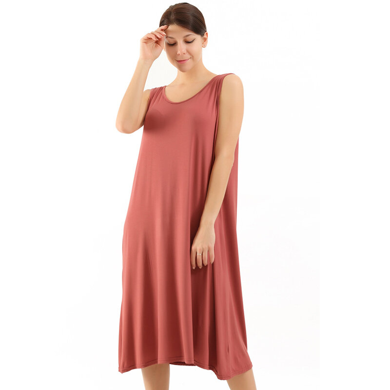 Baju tidur Modal Musim Panas 2024 pakaian tidur seksi tanpa lengan panjang gaun rumah pakaian tidur lingerie untuk wanita tali Spaghetti pakaian tidur