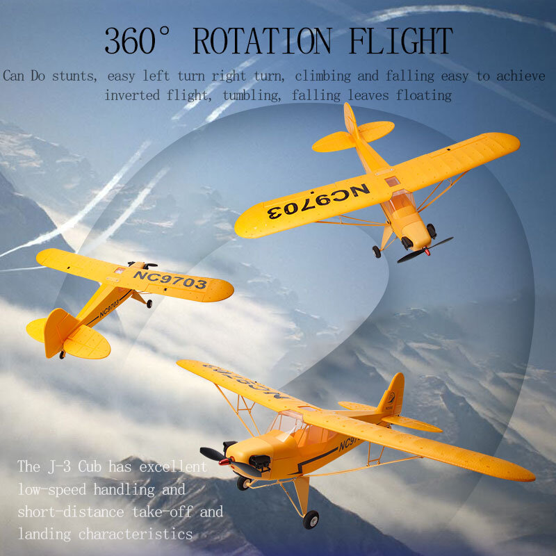 Avión de control remoto FX9703 J3 Fighter RC, Avión de cinco canales y Material planeador de espuma EPP, ala fija, juguete de avión de espuma EPP