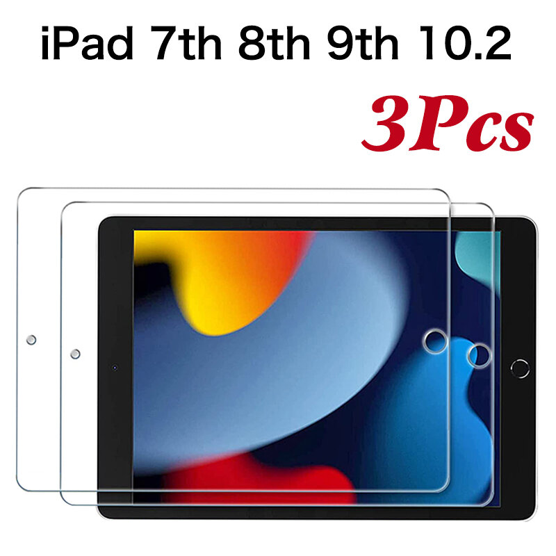 Kaca untuk Apple iPad 7 8 9 10.2 Inci 2021 2020 Pelindung Layar Kaca Tempered untuk iPad 7th Generasi Ke-9 Film Pelindung
